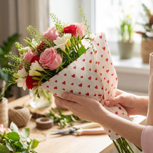 Crepe paper with hearts
