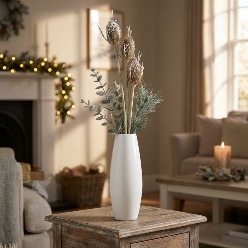Thistle branch artificially iced brown card thistle with 3 heads 90cm | Floristik24.ie
