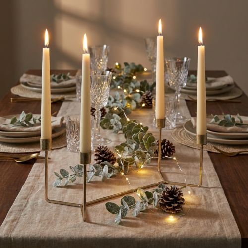 Candlestick for candle tray champagne metal 37 × 17 × 18cm | Floristik24.ie