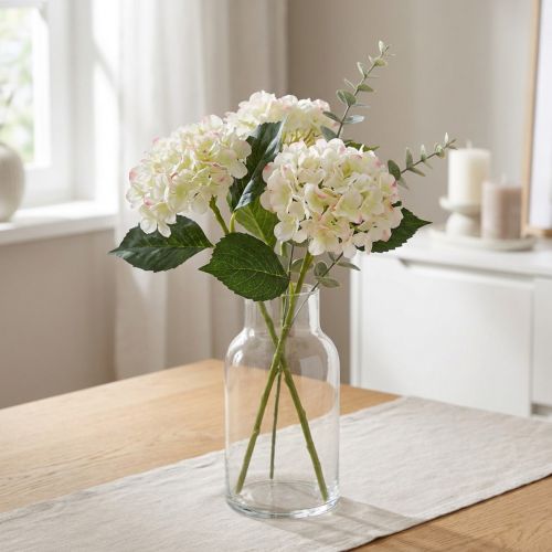 Hydrangea, silk flower, artificial flower for table decorations white, green L44cm | Floristik24.ie