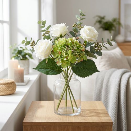 Artificial hydrangea, flower decoration, silk flower green L44cm | Floristik24.ie