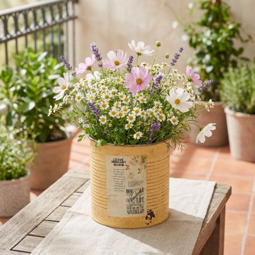 Product Decorative tin, apricot, metal plant pot, summer decoration, Ø15.5cm H15cm
