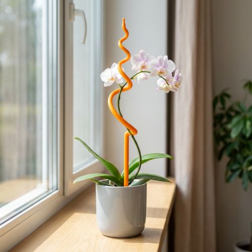 Orchid stake, plastic, orange, climbing aid for orchids, H64cm | Floristik24.ie