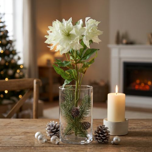 Christmas Rose Artificial Snow Rose Decoration Silk Flowers 36cm | Floristik24.ie