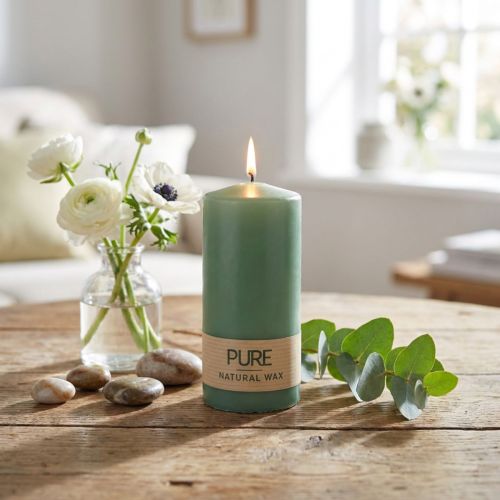 PURE pillar candle green emerald Wenzel candles 130/60mm | Floristik24.ie