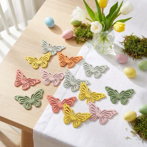 Wooden butterfly scatter decoration 4.5×3cm 48 pcs | Floristik24.ie