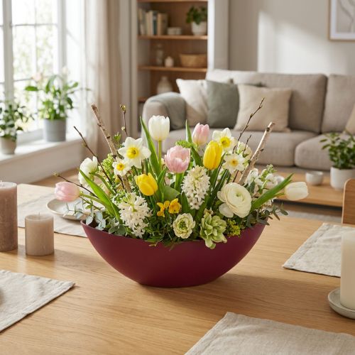 Modern half-moon bowl dark red made of plastic 39 cm – Versatile for decoration – 2 pieces | Floristik24.ie
