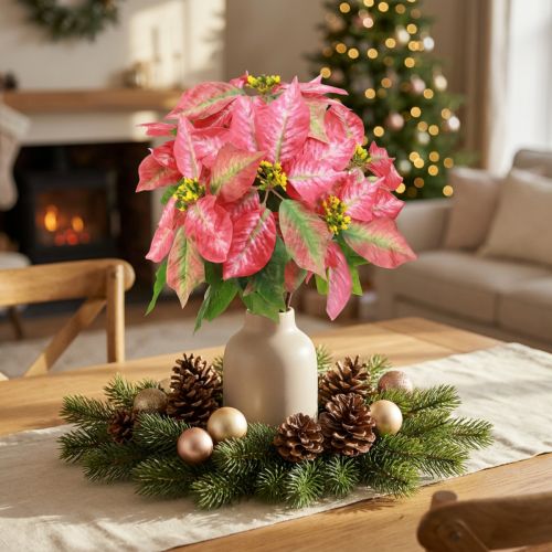 Poinsettia Red Pink Artificial