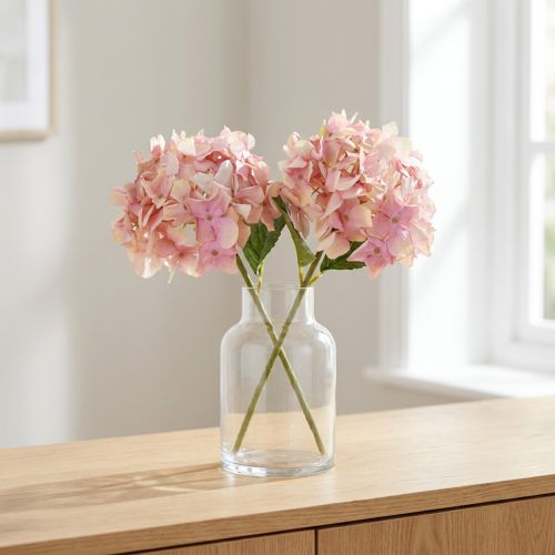 Elegant artificial hydrangea in pastel pink 58cm 2pcs | Floristik24.ie