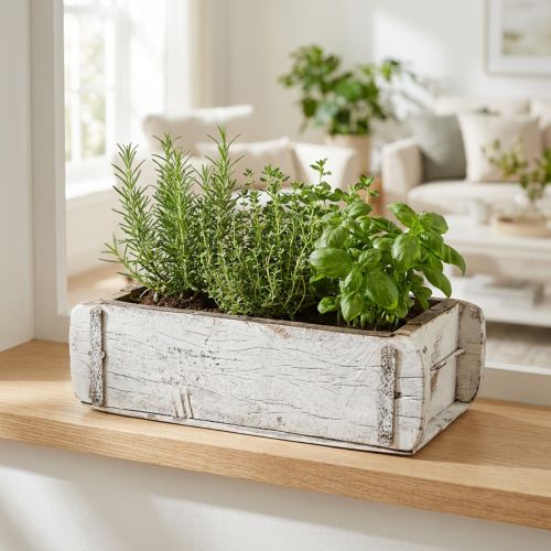 Brick shape, brick box, wooden box with metal fittings antique finish, white washed L32cm H9cm | Floristik24.ie