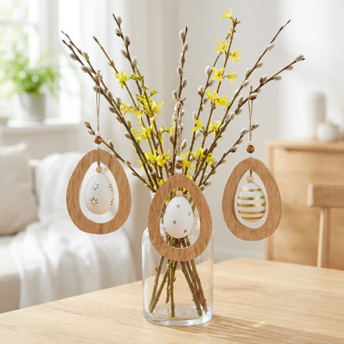 Easter egg for hanging with pattern eggs Easter decoration H12cm 3 pcs | Floristik24.ie