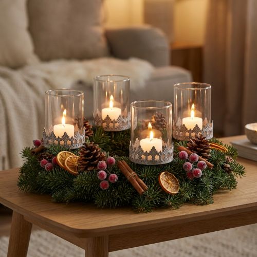 Tealight holder for sticking Vintage Ø7cm H7.5cm grey 4 pcs | Floristik24.ie