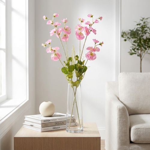 Sweet peas artificial flowers pink on long stem 74cm 2pcs | Floristik24.ie