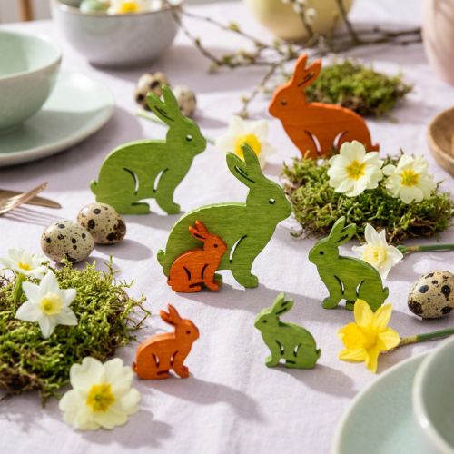 Wooden rabbit 2cm - 4cm colorful assorted 96 pieces | Floristik24.ie