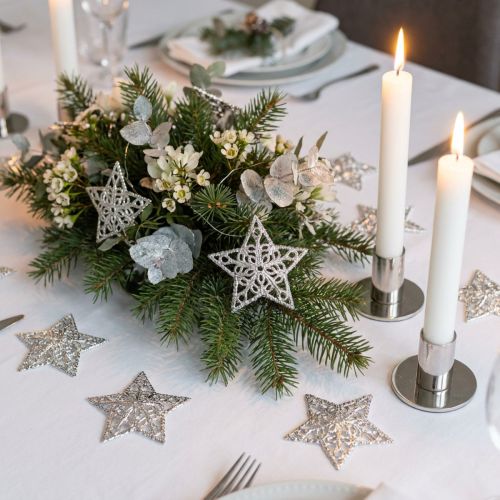 Metal star silver 6cm 20 pcs | Floristik24.ie