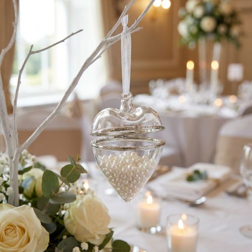 Glass heart for filling hanging decoration 7cm x 10cm clear 2pcs | Floristik24.ie