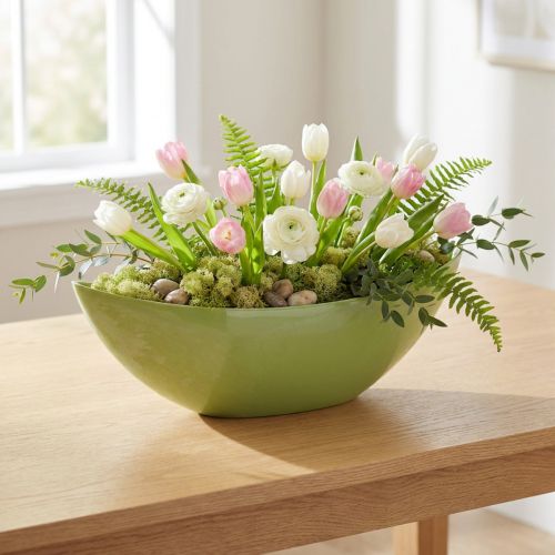 Decorative bowl light green 55.5cm x 14cm H17.5cm 1 pc | Floristik24.ie