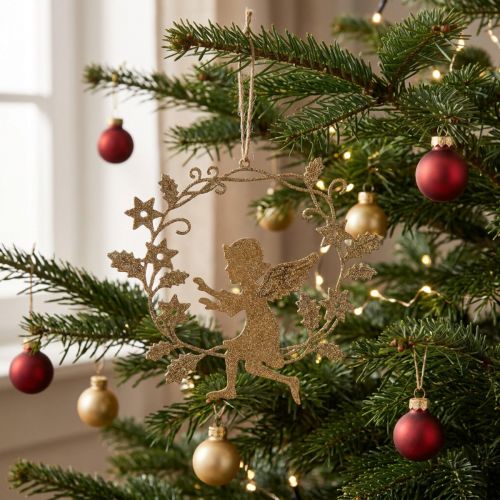 Angel wreath, Christmas decoration, angel to hang, metal pendant Golden H14cm W15.5 | Floristik24.ie