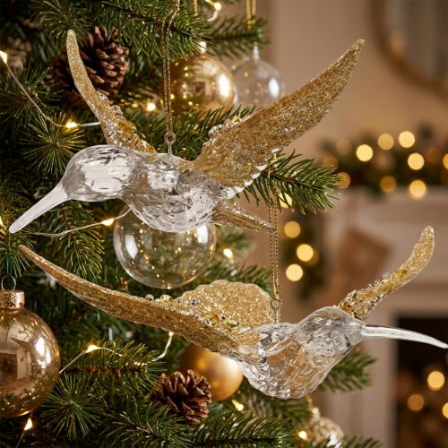 Christmas tree ornaments bird hummingbird pendant 11.5/14cm set of 2 | Floristik24.ie
