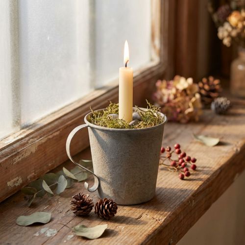 Candle holder vintage cup decoration grey Ø11cm H11cm | Floristik24.ie