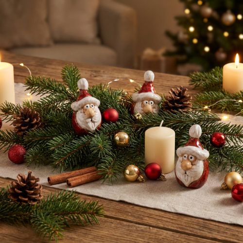 Ceramic Santa Claus figure, red, 7cm – Festive Christmas decoration – 6 pieces | Floristik24.ie