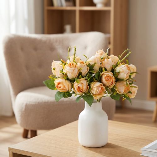 Artificial flower rose bouquet, realistic decoration for living areas, 31cm, 3 pieces | Floristik24.ie