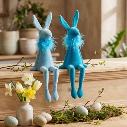 Easter décor Blue Bunny as a shelf sitter Ideal as charming spring decoration 27cm 2 pieces | Floristik24.ie