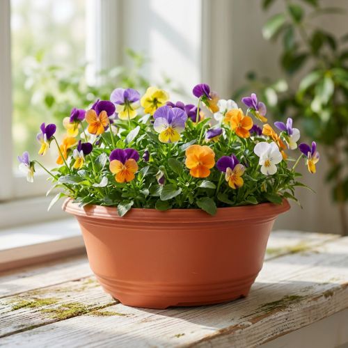 Round planter plastic Ø23cm H10cm terracotta 5pcs | Floristik24.ie
