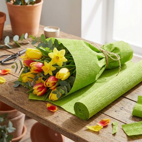 Florist crepe paper grass green 50x250cm | Floristik24.ie