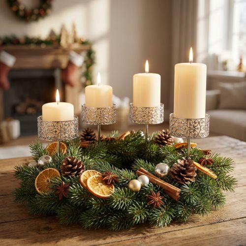 Floral Candle Holders for Sticking Silver Ø8.8cm H13.7cm 4 pcs Antique Look | Floristik24.ie