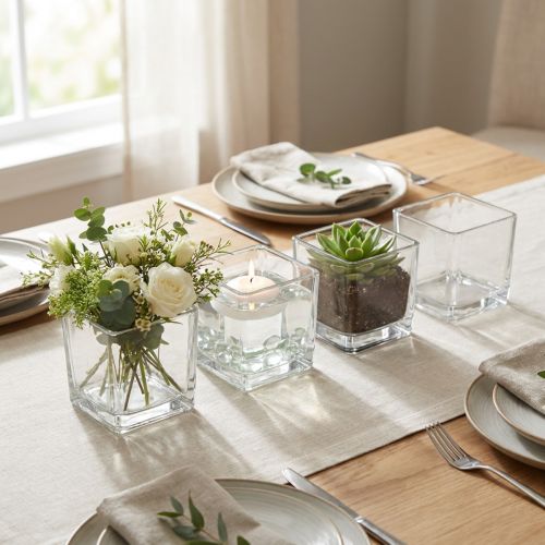 Glass cubes clear 12cm x 12cm x 12cm 6pcs | Floristik24.ie