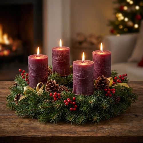 Solid colored candles burgundy 60x80mm 4pcs | Floristik24.ie