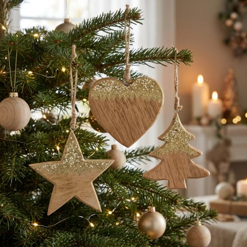 Christmas decoration star / heart / tree, wooden pendant, Advent decoration H10/12.5cm 3pcs | Floristik24.ie