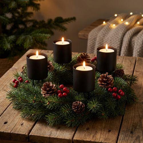 Candle holder for sticking black tealight holder Ø5cm 4 pcs | Floristik24.ie