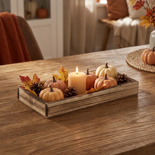 Flamed wooden tray, decorative tray, rustic table decoration, 20×10×3cm | Floristik24.ie