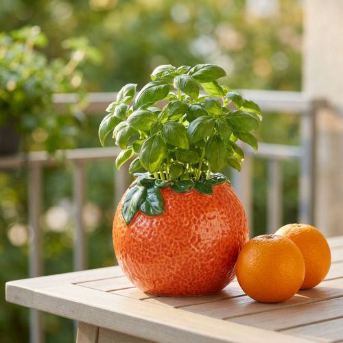 Mediterranean decoration orange vase flowerpot ceramic Ø9cm | Floristik24.ie