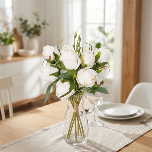Artificial flower bouquet of roses for stylish table decoration, 31cm, 3 pieces | Floristik24.ie