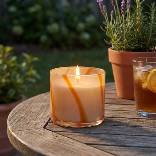 Scented candle in glass Citronella candle retro design Ø8cm H8cm | Floristik24.ie