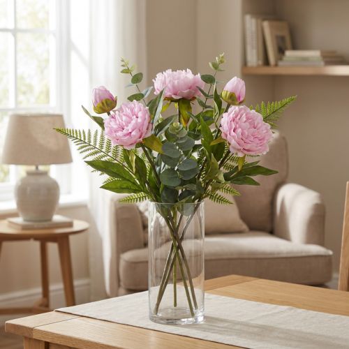 Peony Artificial Flowers Pink with Long Stem 70cm 3pcs | Floristik24.ie