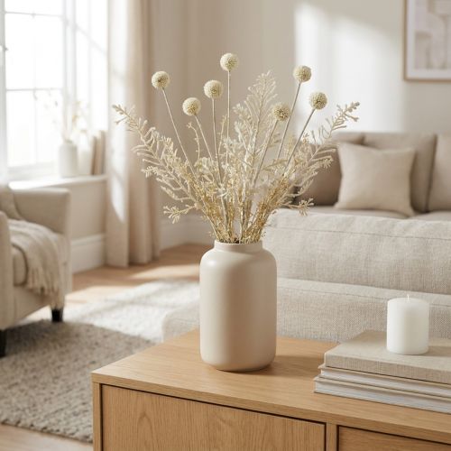 Dry grasses artificial pampas grass allium cream, beige H60cm | Floristik24.ie