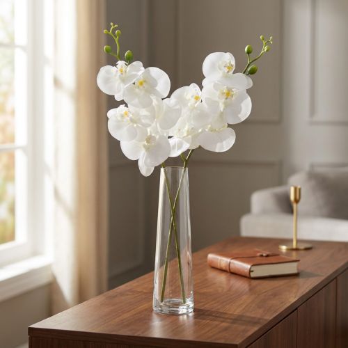 White Artificial Orchid Phalaenopsis Real Touch 85cm | Floristik24.ie