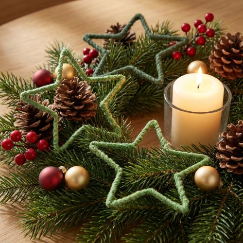 Stars Jute for Christmas Decoration Christmas Stars Green 15cm 8 pcs | Floristik24.ie