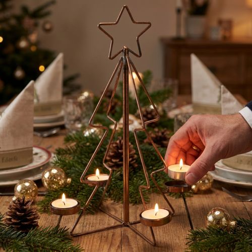 Tealight holder Christmas tree table decoration bronze Ø27cm H38cm | Floristik24.ie