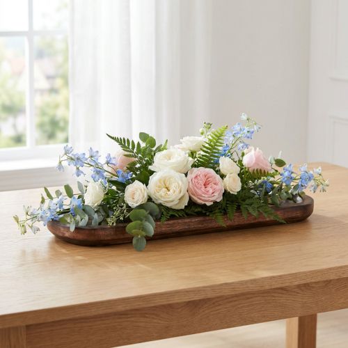 Oval wooden tray, dark brown glazed, decorative tray, 40×12cm | Floristik24.ie