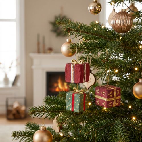 Christmas decoration papier-mâché gift tags 6cm 3pcs | Floristik24.ie
