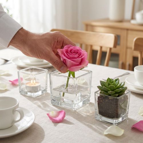 Clear glass cubes 8cm x 8cm x 8cm, 6 pieces | Floristik24.ie