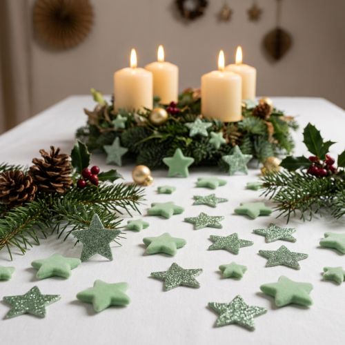 Scatter Decoration Christmas Stars Scatter Stars Green Ø4/5cm 40 Pcs | Floristik24.ie