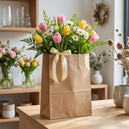 Paper carrier bag 23x12x30cm 50 pcs | Floristik24.ie