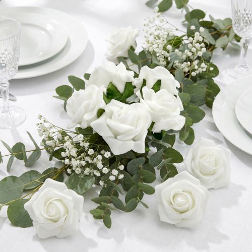 Foam Rose Ø 3.5cm white 48 pcs | Floristik24.ie