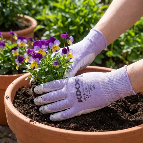 Kixx garden gloves white, lilac size 8 | Floristik24.ie